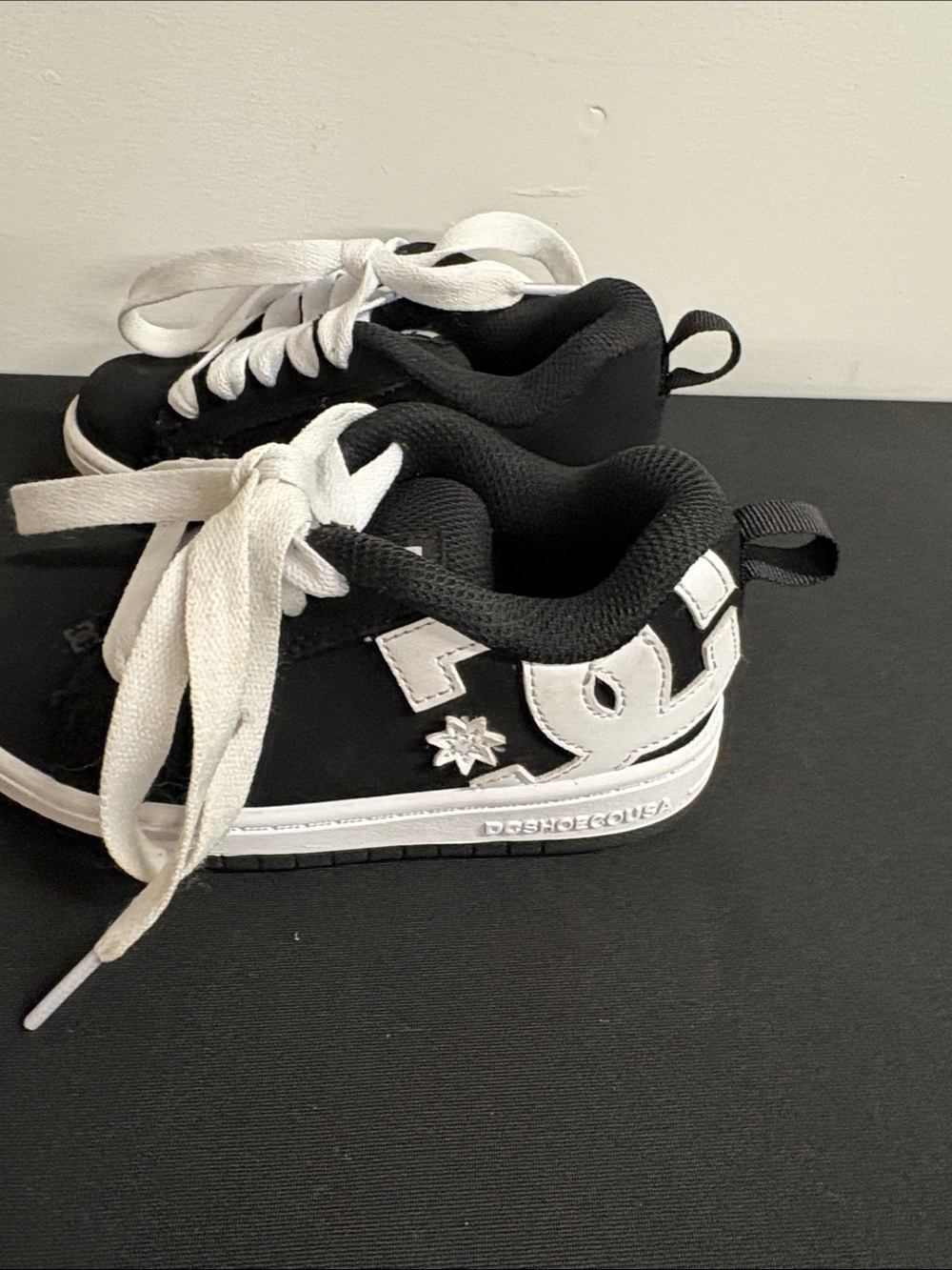 DC Kids Black and White Low-Top Skate Sneakers